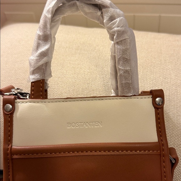 Bostanten Two-Tone  Brown and Cream Crossbody Bag NWT - Picture 2 of 9